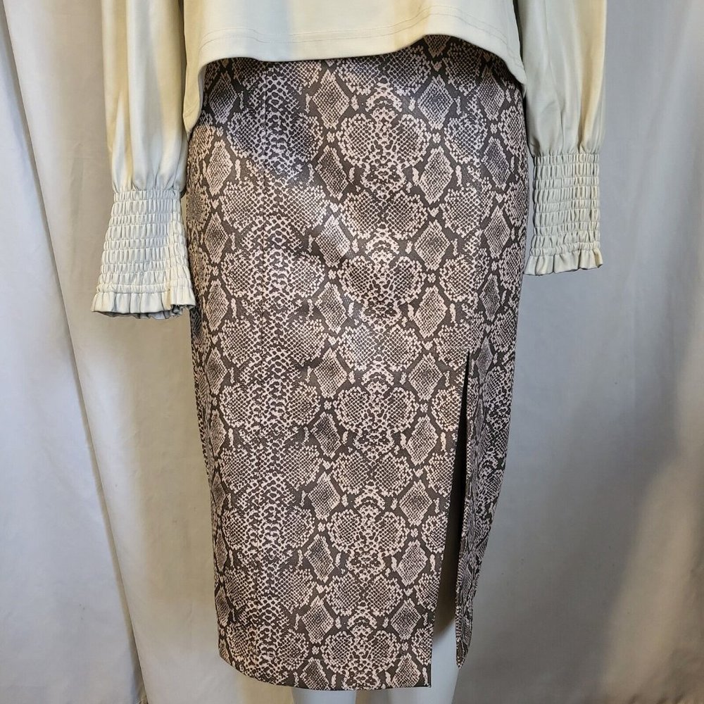 BCBG Maxazria Size XXS Bare Pink Combo Faux Snake Skin Pencil Skirt NWT